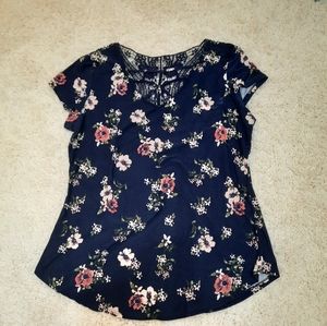 FLORAL CROCHET BACK BLOUSE SIZE XL